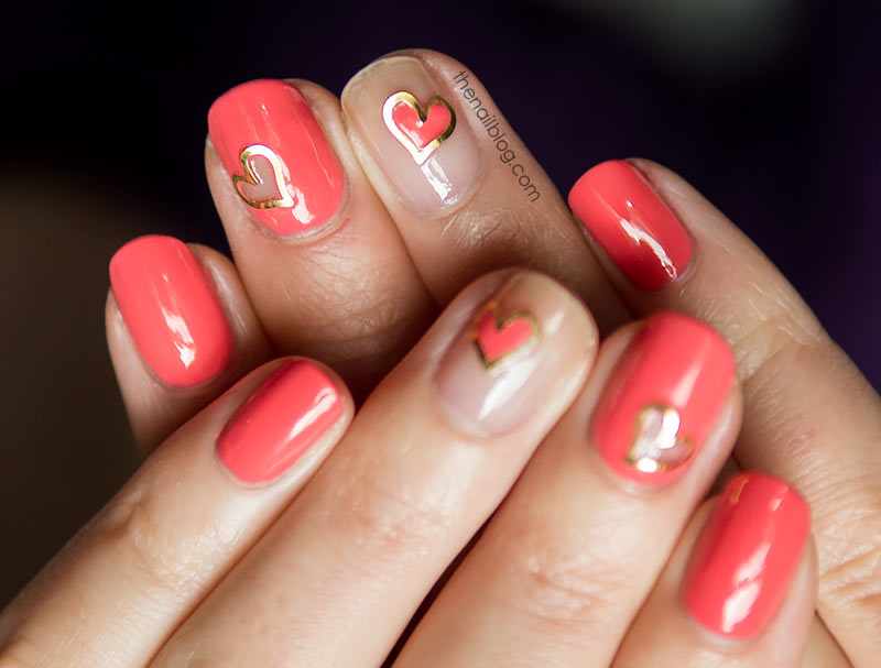 Valentine's Day nails with negative space hearts